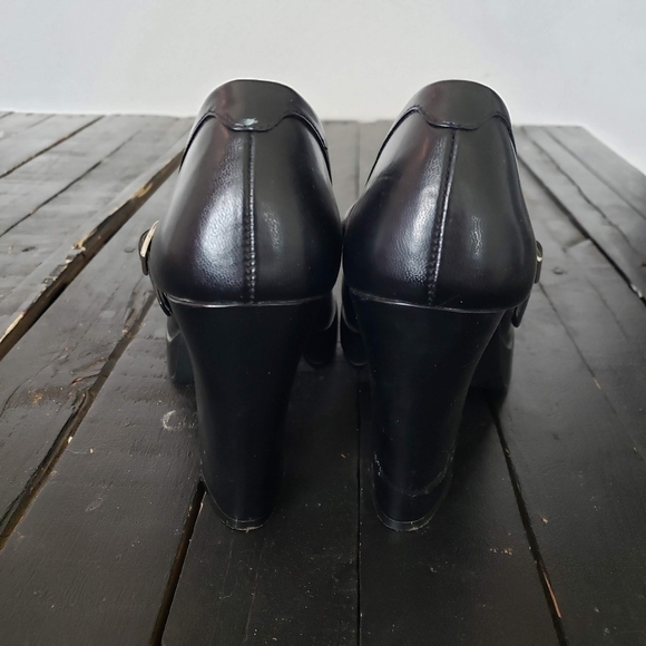 Bongo VTG Women's 8.5 Black Mary Jane Heels Platform Chunky 90s Y2K Grunge Goth - Picture 3 of 11